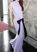 Braelon Bow Detail Backless Maxi Dress In Lavender