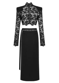 Aliona Long Sleeve Lace Midi Two Piece Dress