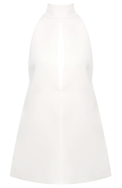 Faelyra Halter Cut Out Detail A Line Mini Dress In White
