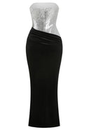 Velthris Strapless Sequin Velvet Maxi Dress