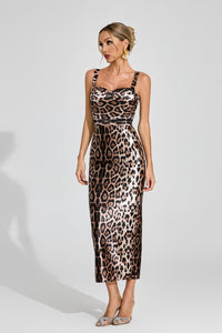 Hexis Animal Print Bustier Midi Dress