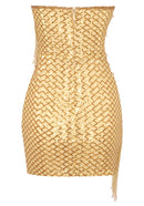 Eorl Strapless Sequin Tassel Mini Dress In Gold