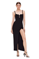 Agnes Shell Breast Knitted Midi Dress In Black