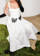 Uaelyvira Butterfly Detail A Line Midi Dress In White