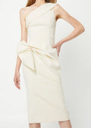 Dracen One Shoulder Draped Midi Dress