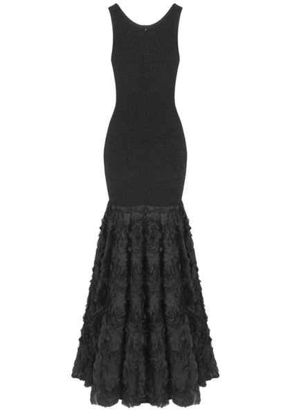 Nalima Floral Mermaid Maxi Dress In Black