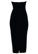 Garvie Strapless Crystal Trim Detail Midi Dress In Black