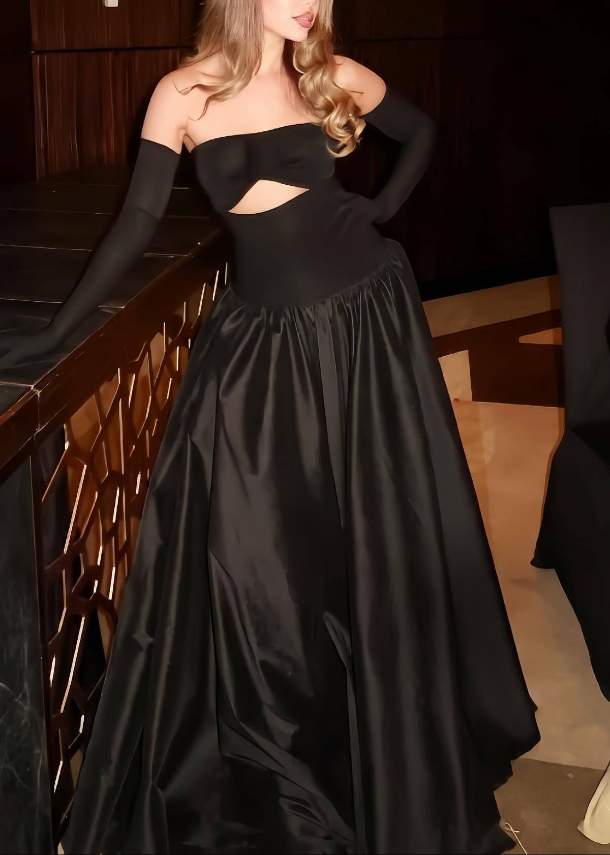 Allayna Strapless Ball Maxi Dress In Black