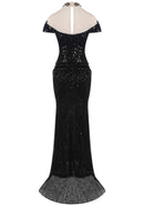 Kaldrex Short Sleeve Sequin Structured Maxi Dress In Black