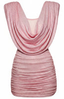 Aiattaua Draped Sparkly Mini Dress In Pink