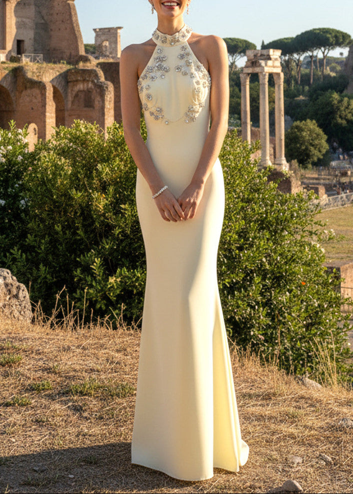 Farley Halter Crystal Maxi Dress In Yellow