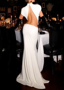Dabney Bow Backless Maxi Dress In White