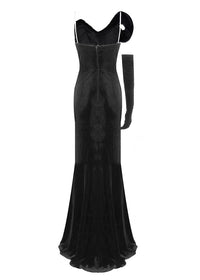 Ixelra Strapless Wave Crystal Velvet Maxi Dress