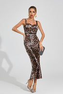 Hexis Animal Print Bustier Midi Dress