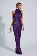 Cate Purple Diamond Maxi Dress