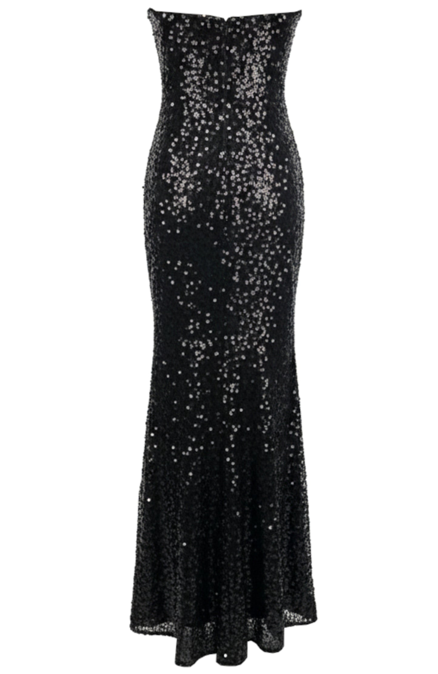 Solum Strapless Embellished Mesh Sequin Maxi Dress In Black