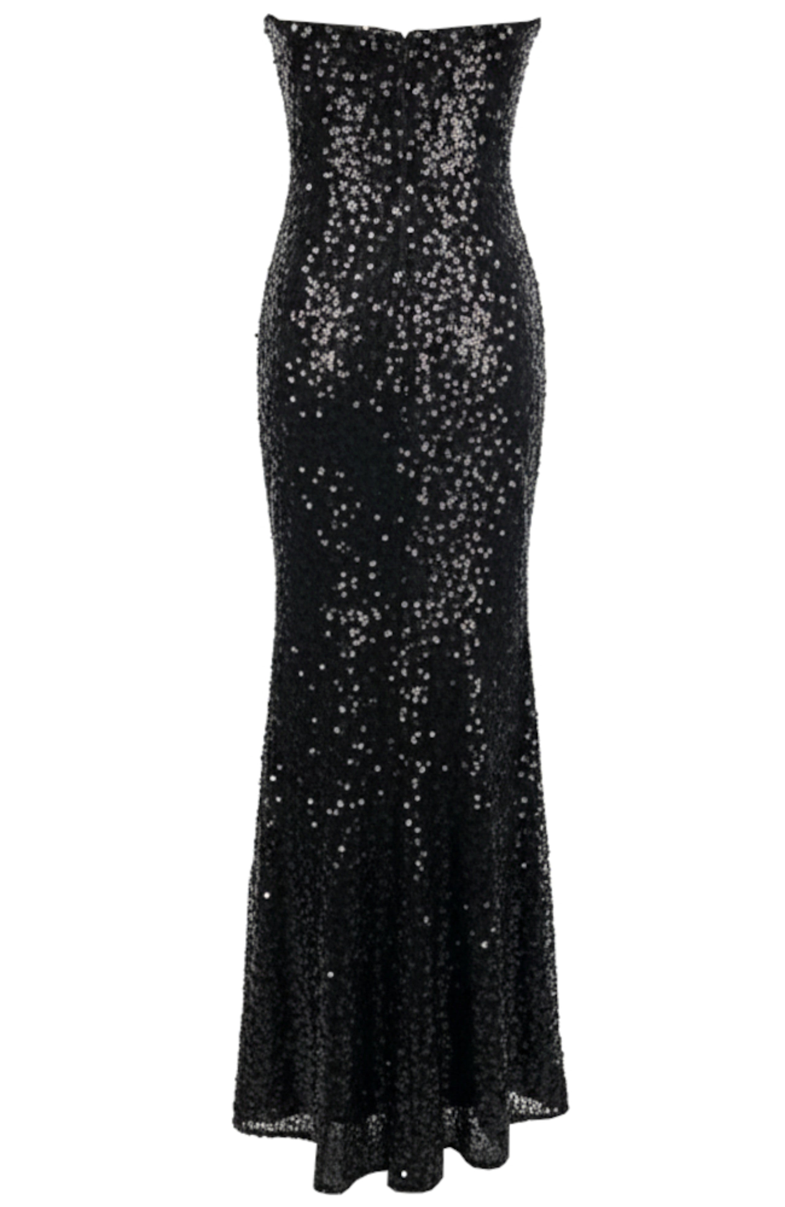 Solum Strapless Embellished Mesh Sequin Maxi Dress In Black