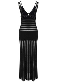 Aldwyn Striped Mesh Maxi Dress In Black