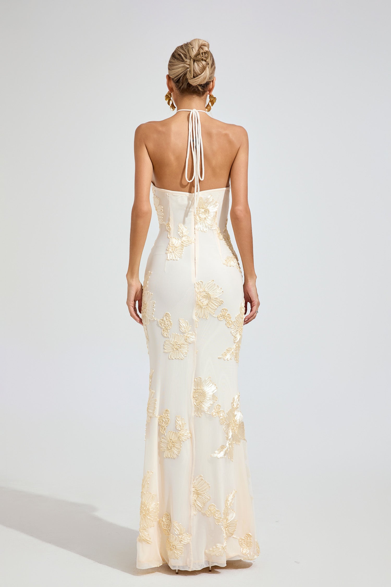 Ritera Raw White Strapless Maxi Dress