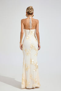 Ritera Raw White Strapless Maxi Dress