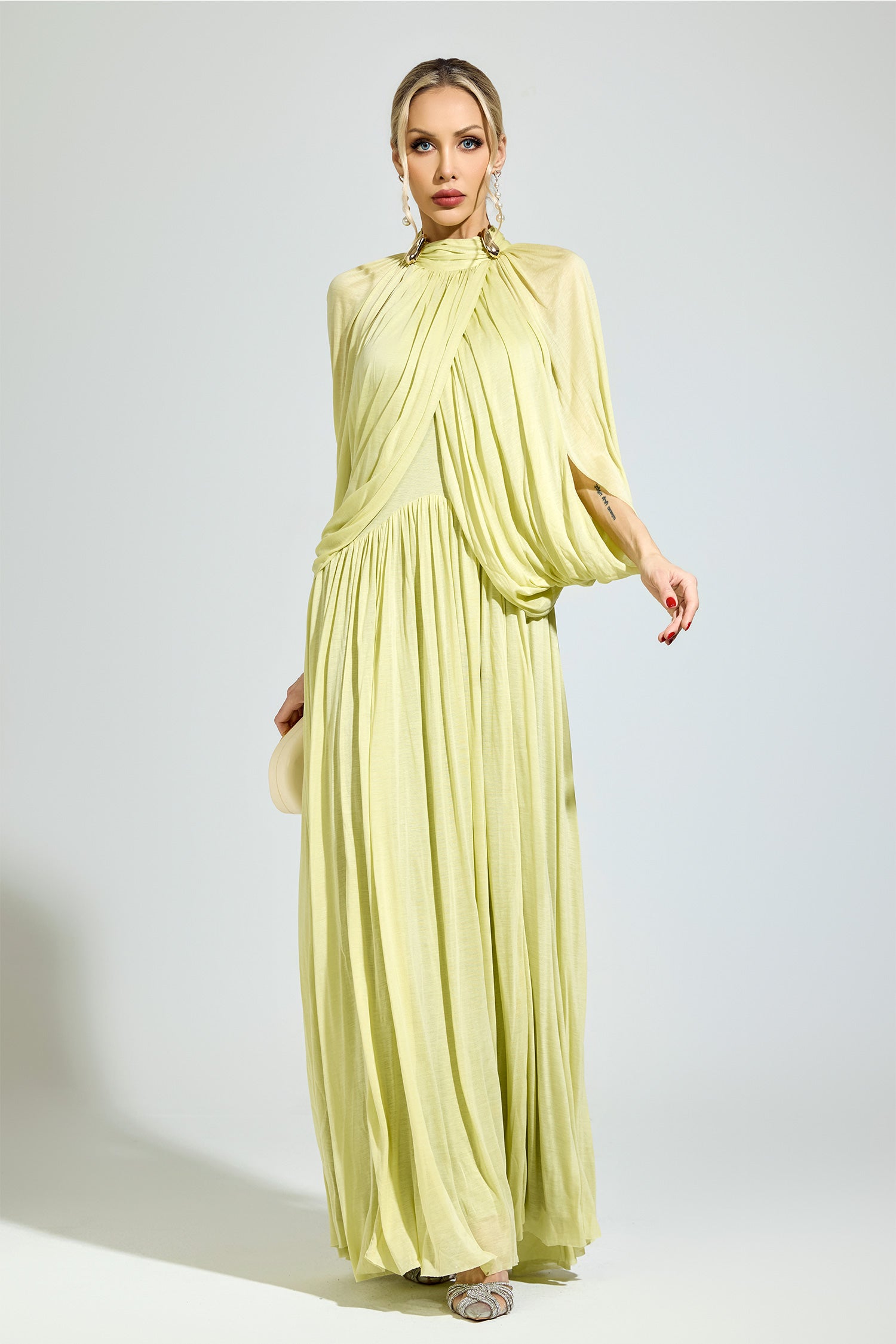 Nervion Green Pleated Sweater Dress