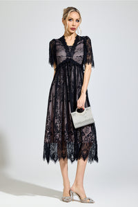 Gaviron Black Lace V-Neck Dress