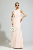 Ovelune Pink Backless Formal Dress