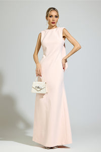 Ovelune Pink Backless Formal Dress