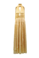 Alecto Halter Pleated Maxi Dress In Yellow