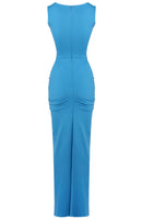 Gyxra Draped Cutout Detail Maxi Dress In Blue