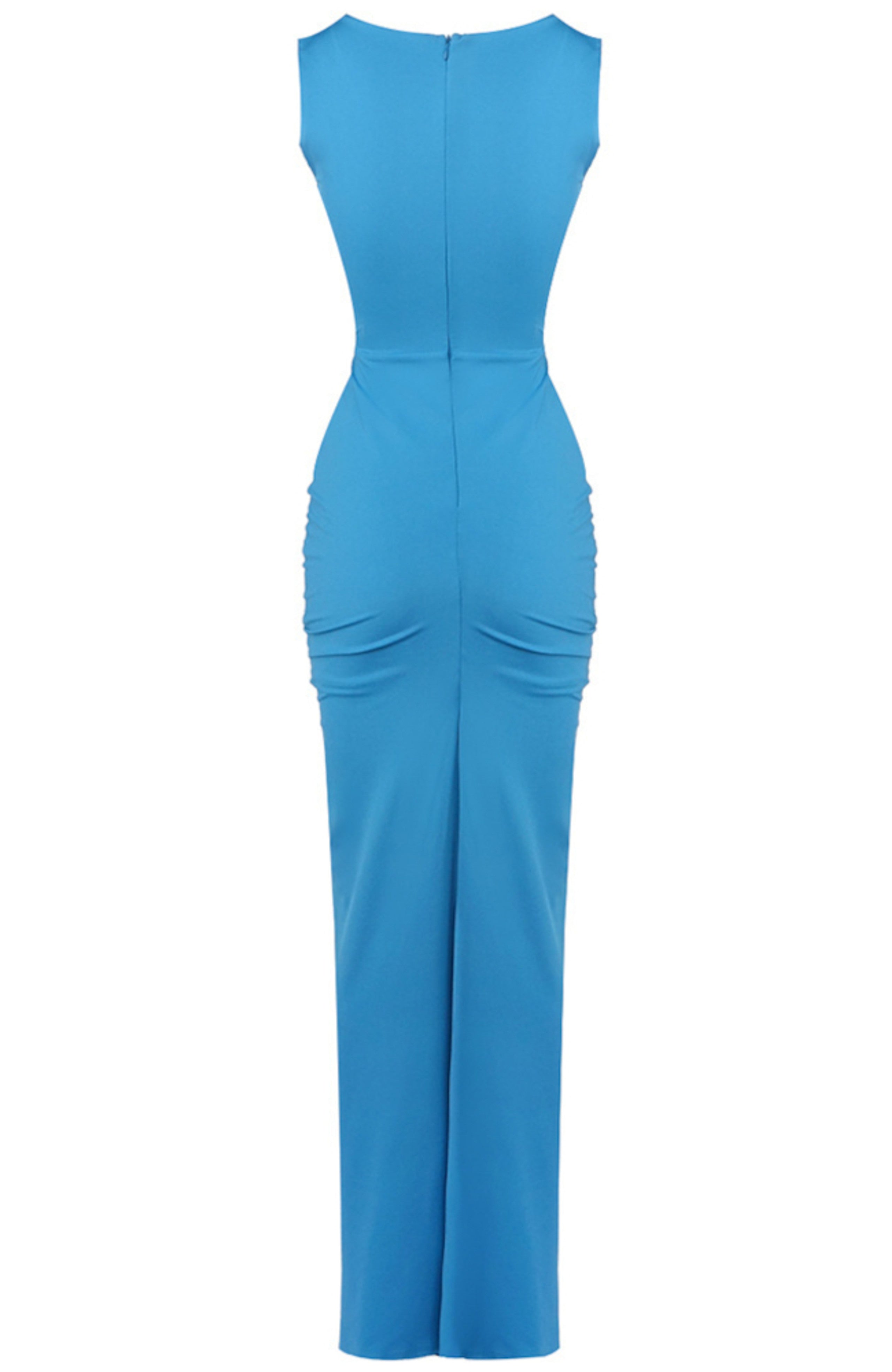 Gyxra Draped Cutout Detail Maxi Dress In Blue