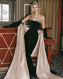 Marne Strapless Embellished Maxi Velvet Dress In Black