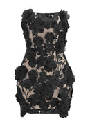 Alcuin Strapless Flower Embroidered Mini Dress In Black