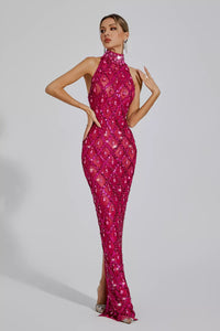 Cate Rose Red Diamond Maxi Dress