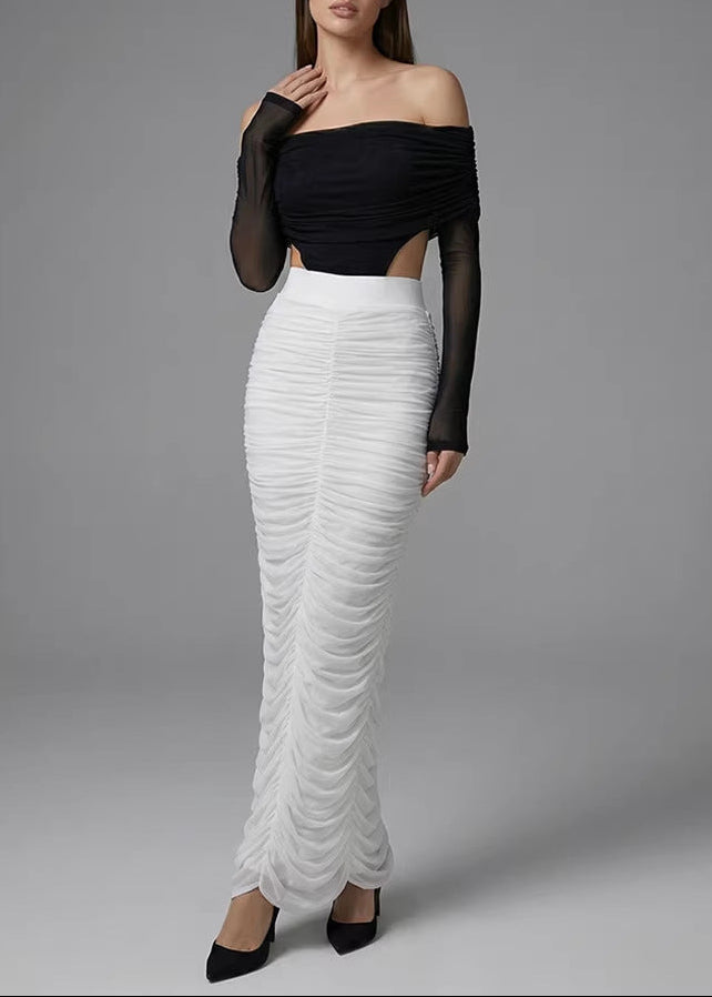 Bradwin Long Sleeve Draped Bardot Maxi Dress