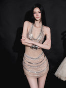 Brazia Halter Backless Bandage Mini Dress