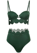 Naida Scalloped Three Piece Maxi Dress In Brown