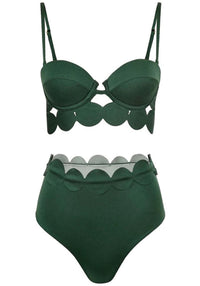 Naida Scalloped Three Piece Maxi Dress In Brown