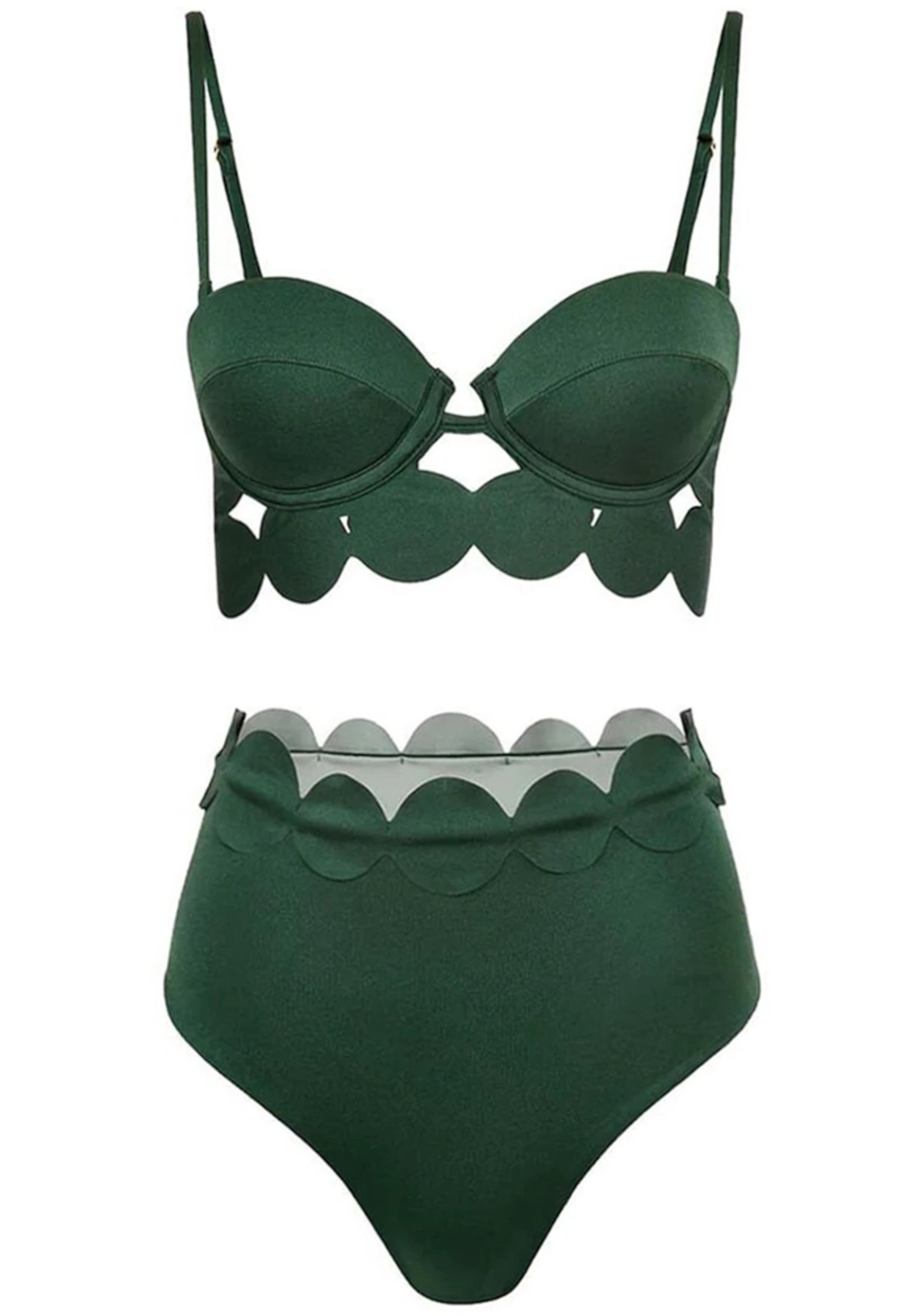 Naida Scalloped Three Piece Maxi Dress In Brown