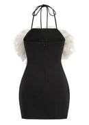 Basye Halter Ruffle Mini Dress Black In Ivory