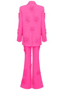 Hervise Long Sleeve Floral Detail Suit In Pink