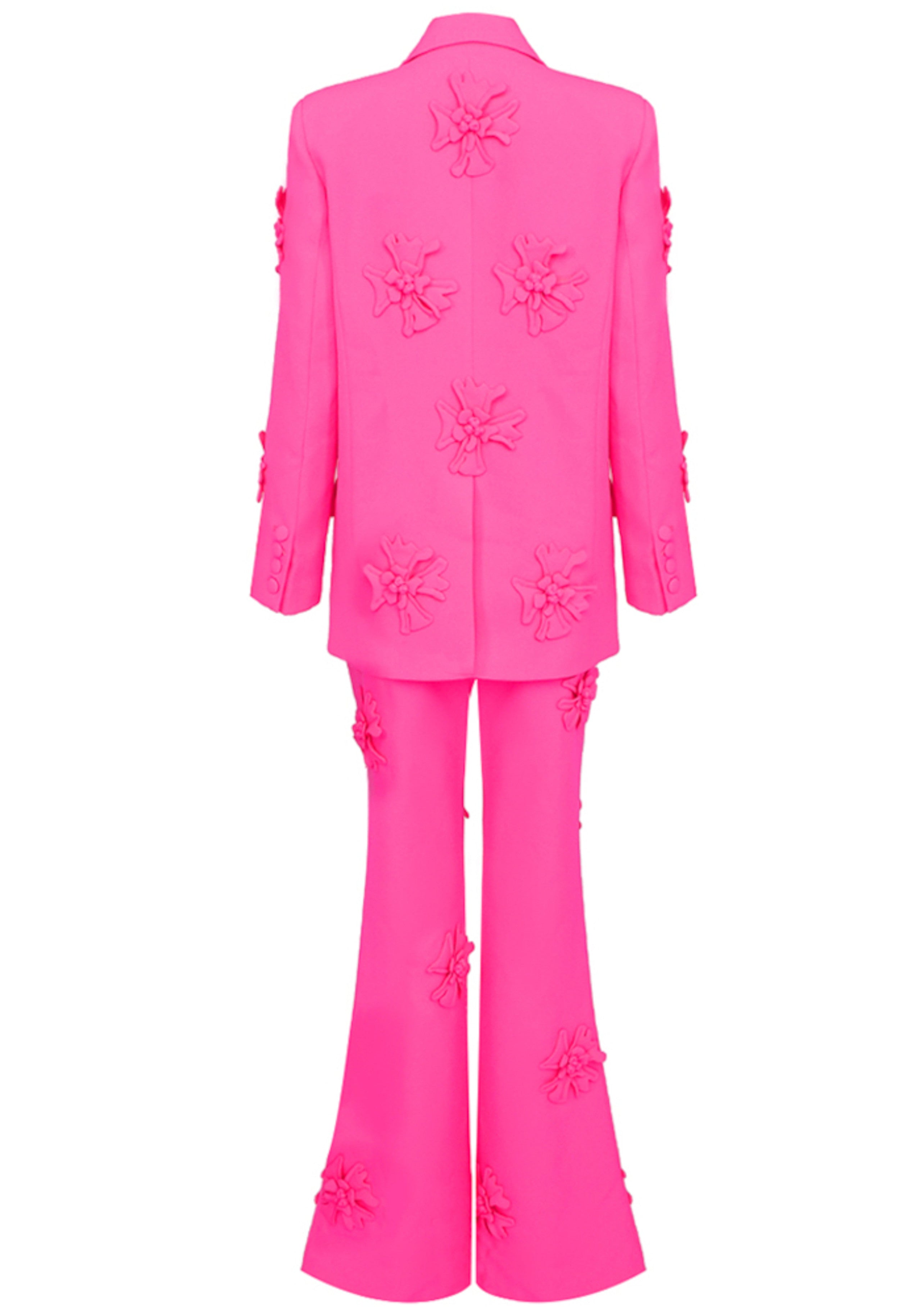 Hervise Long Sleeve Floral Detail Suit In Pink