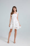 Ruel Sleeveless Flower Embroidered Mini Dress
