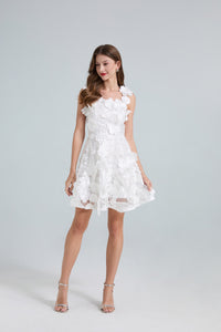 Ruel Sleeveless Flower Embroidered Mini Dress