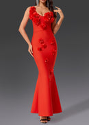 Brazmir Floral One Shoulder Maxi Dress In Red