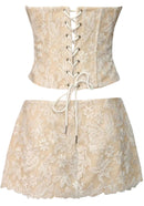 Gaelith Strapless Floral Corset Two Piece Dress In Ivory