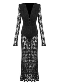 Fidelia Lace Long-Sleeved Maxi Dress In Black