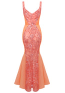 Celyse Floral Sequin Maxi Dress In Orange