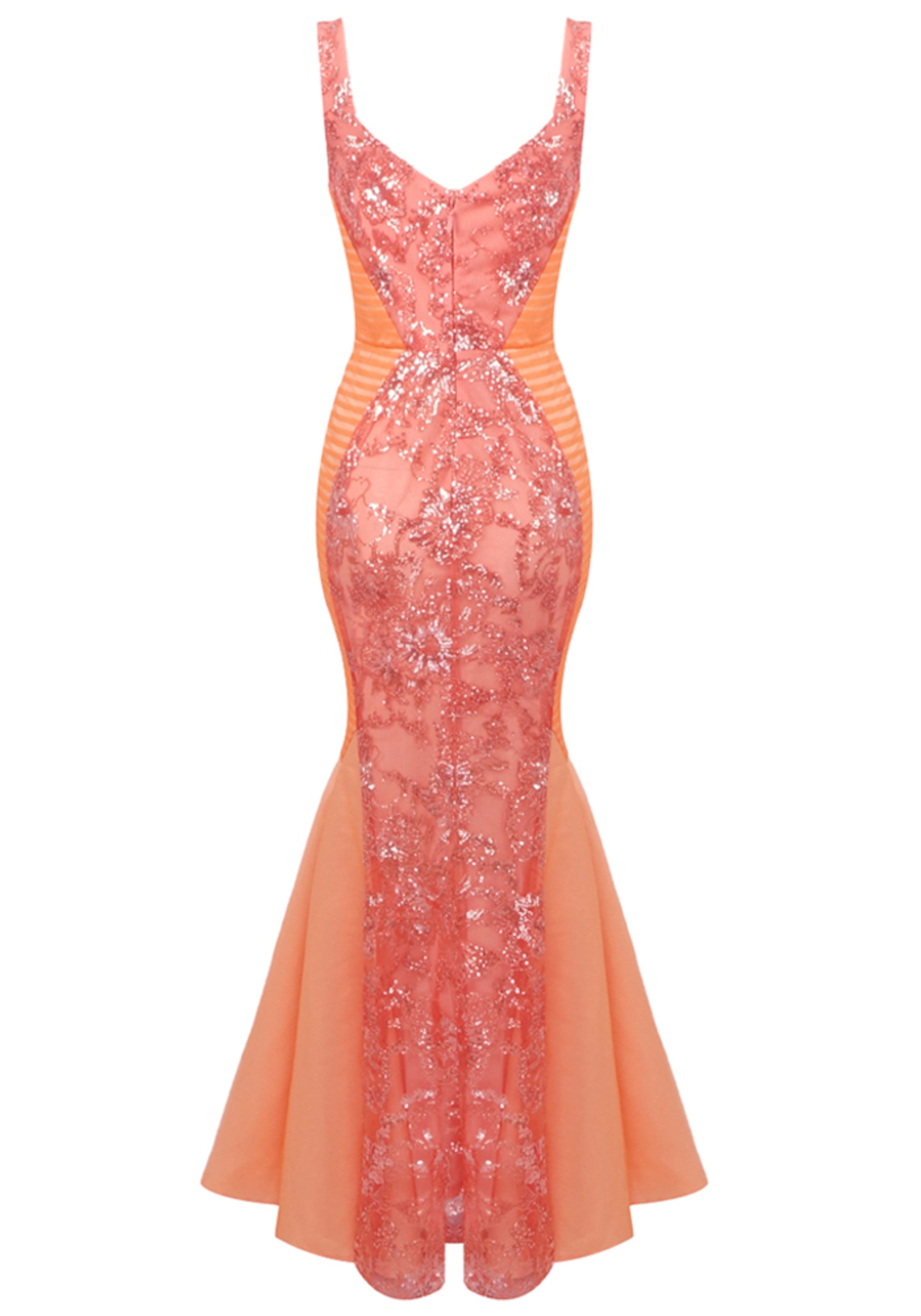 Celyse Floral Sequin Maxi Dress In Orange