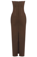 Ottelien Strapless Bustier Maxi Dress In Brown